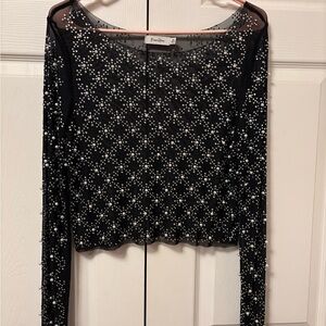 Sheer Black Beaded Top